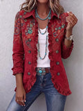 Inma™ | Chaqueta Roja con Estampado Cachemir y Volantes